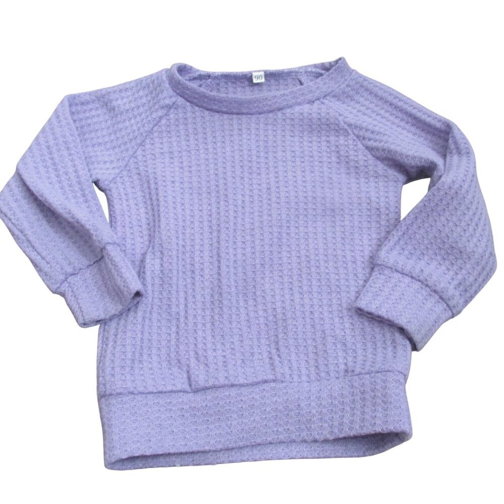 Pullover Waffle T Shirt Infant Girls 12M Purple Lavender Long Sleeve Crew Neck